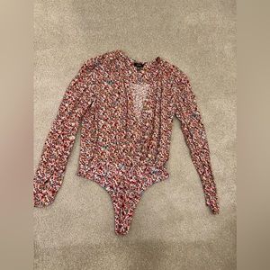 Women’s AFRM floral long-sleeve bodysuit, size Medium